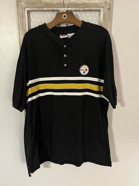 Pittsburgh Steelers Black Henley Stripe T-Shirt